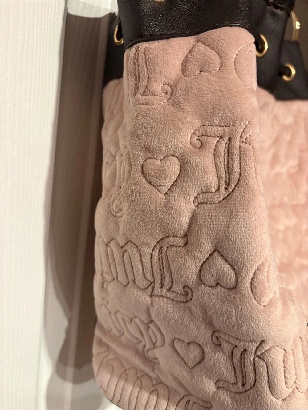 BNWT JUICY COUTURE Y2K Coquette Pink and Brown Embroidered Logo Shoulder Bag
